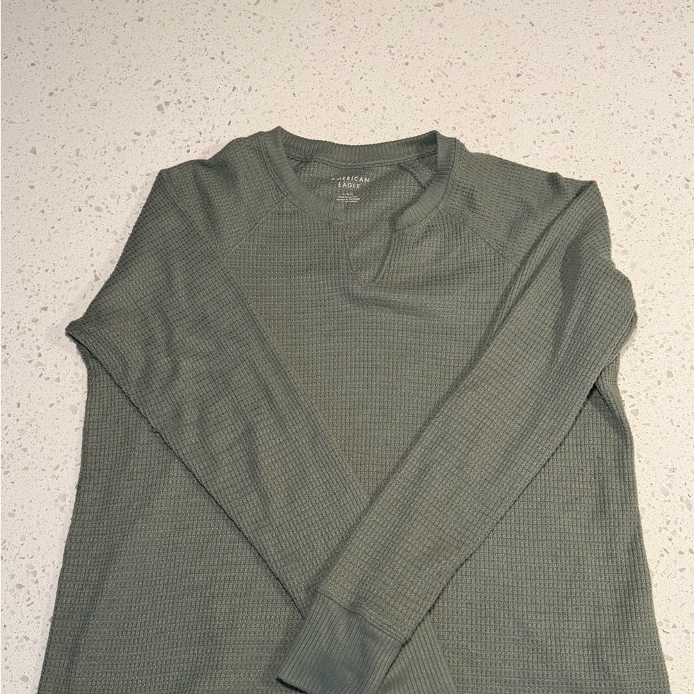 American Eagle Outfitters Sage Long Sleeve Waffle Tee